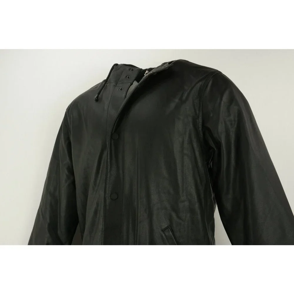 New Weatherproof Men's S / L / XL Black Faux Leather Sherpa Lined Hooded Jacket
